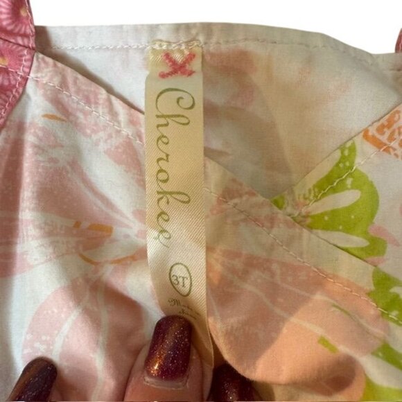 Girls Cherokee Multicolor Floral Print Dress 3T Cotton Sleeveless Sundress - Picture 5 of 10